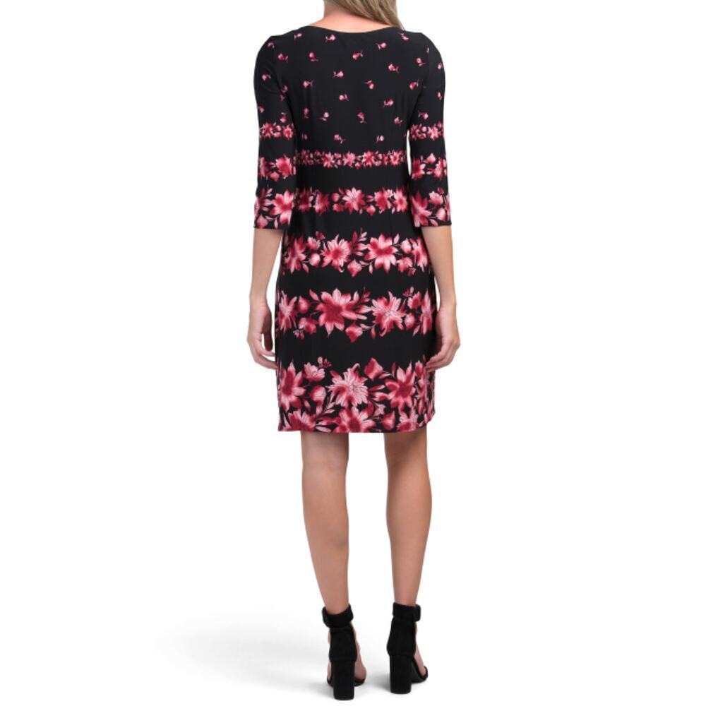 New! London Times Women's Boat Neck Floral Print Mini Dress - Picture 3 of 8